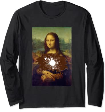 Leonardo DaVinci - Mona Lisa avec plaque de gâteau au chocolat Manche Longue