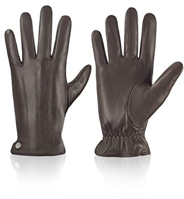 vislivin Winter Handschuhe Herren Leder Handschuhe Vollhand Touchscreen Lederhandschuhe Wärme Leather Gloves Braun S
