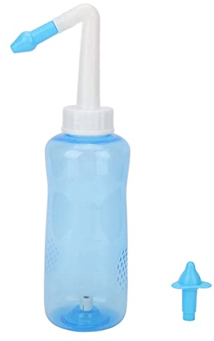Bottiglia di lavaggio nasale da 500 ml, irrigazione nasale a pressione per adulti e bambini cura nasale con 2 ugelli