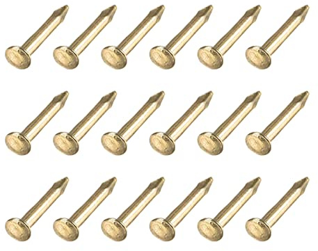 METALLIXITY Piccoli Chiodi (1.2x8mm) 500pz, Carbonio Acciaio Piccoli Ferramenta Chiodi - per Famiglia Lavorazione Legno, Ottone Tono
