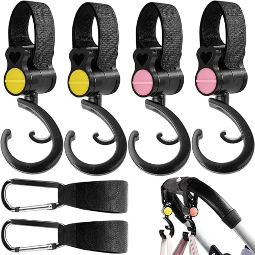 YOUYIKE Kinderwagen-haken,6 Stück Kinderwagenbefestigung,Großer Kinderwagenhaken,Kinderwagen Haken für Wickeltaschen,Stabiler Kinderwagenhaken,Kinderwagen Clips,für Handtaschen, Universale Passform