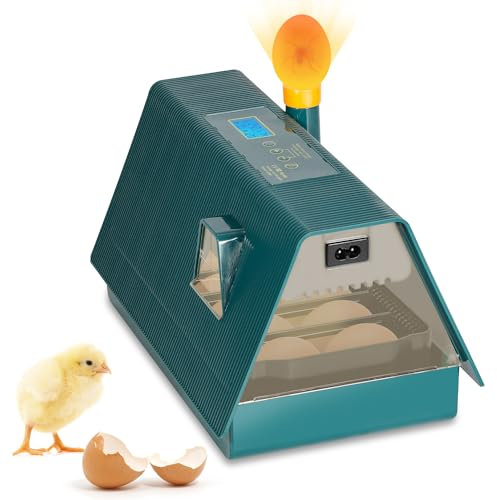 Daromigo 10 Eier Brutmaschine Vollautomatisch, Brutautomat Vollautomatisch Hühner mit Feuchtigkeitsüberwachung und Automatischer Eierrotation