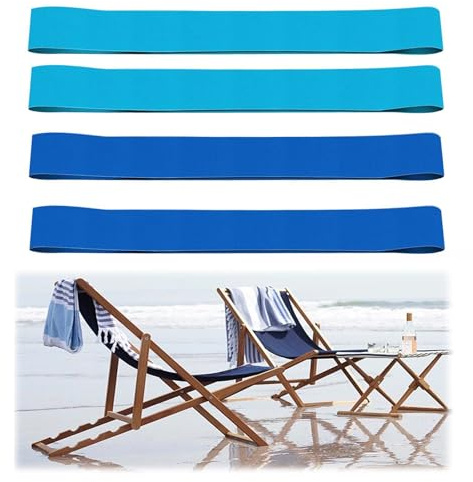 ZPLASK 4Pcs Towel Bands for Sun Loungers, Sunbed Towel Bands for Beach Towels, Beach Towel Bands for Sun Loungers for Pool Cruise Chairs(2 Pack Blue, 2 Pack Water Blue)
