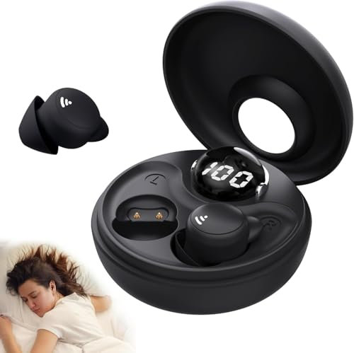 sunvito Cuffie per Dormire, Mini Auricolari Wireless Bluetooth 5.3 Auricolari per Dormire, Auricolar ascosti con Display di Alimentazione per Esercizio, Lavoro, Escursionismo (nero)