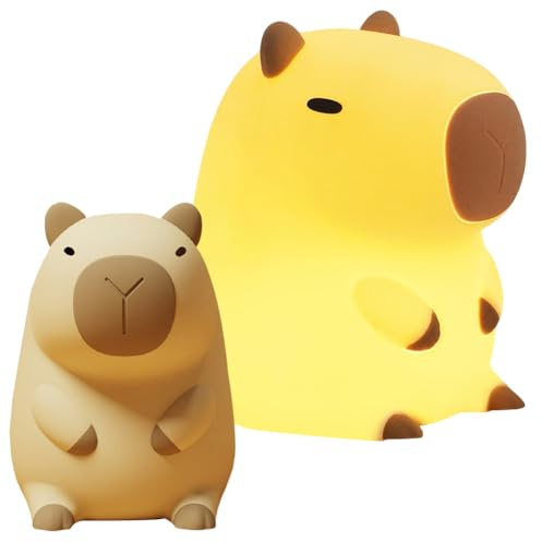 APZRYFF Capybala Night Lights, 2PCS LED Lamp Silicone Light Dimmable Nursery Nightlight Bedroom Nightlight for Kids Squishy Animal Lights Portable Bedroom Decoration for Children and Toddlers