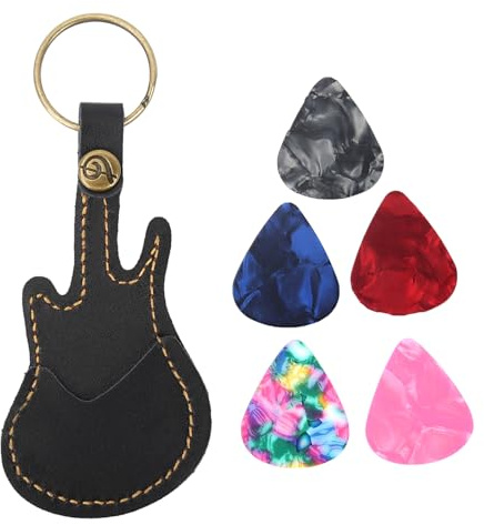Haofy Case de Soporte de Guitarra en Forma de Guitarra con Llaves, Liviano y Fácil de Transportar, Soporte de Plectro de de Cuero para Organización de Selecciones, Mejor para Amantes de la,
