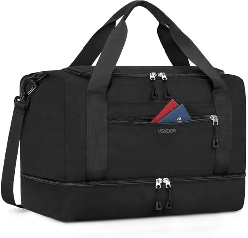 VSNOON for New Ryanair Cabin Bags 40x30x20cm,24L Underseat Travel Cabin Bag with Wet Pocket & Shoe Compartment, Water-Resistant Foldable Carry on Bag for Wizzair Overnight Gym Hospital Holiday, Black