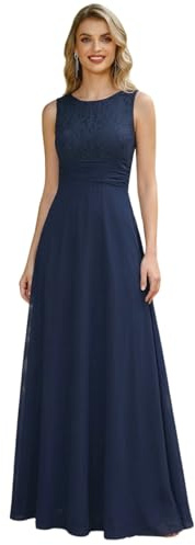 BABYONLINE D.R.E.S.S. Vestido de noche para boda de mujer largo de encaje de gasa sin mangas