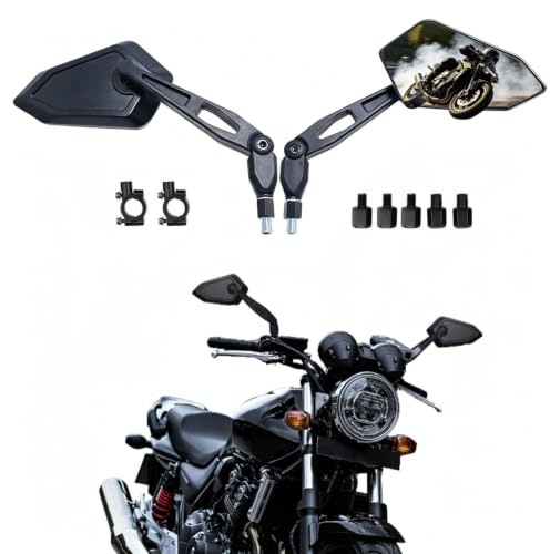 Espejos Retrovisores de Moto Universales con Rosca M8 M10 y Soporte 7/8, Homologados E, para Moped, Scooter, Street Bike, Cruiser,Touring, ATV
