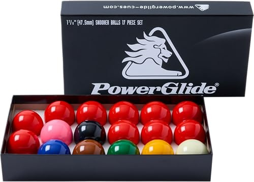 PowerGlide Set da Biliardo con 17 Palline, 10 Rossi, torneo, Diametro 37,5 mm, in Scatola