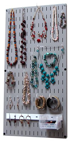 Wall Control Jewelry Organizer Wall Hanging Jewelry Holder Kit Wall Mounted Necklace Organizer Kit in Gray