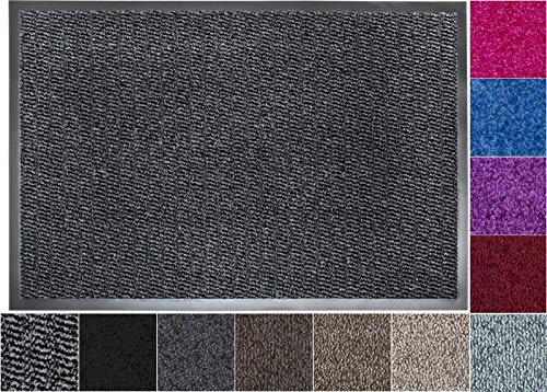 Jan Max Fußmatte, Hohe Saugfähigkeit, Sauberlaufmatte, Türmatte, rutschfest und Sicher, Einfache Reinigung, Qualität Schmutzfangmatte 40 x 60 cm in dunkel grau anthrazit schwarz