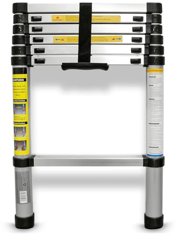 Eaxus® Teleskopleiter 2,0m - Aluminium Mehrzweckleiter Ausziehbar mit 7 Stufen, Silber