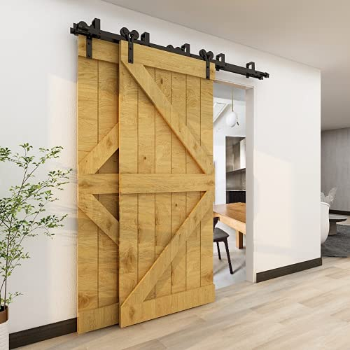 CCJH 12FT/367cm Bypass Schiebetürbeschlag Set Laufschienen für Bypass Schiebetürsystem komplettset Y-förm rollen aufhänger rustikal Kit