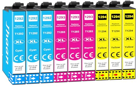 Jhaan T1291 T1292 T1293 T1294 Tintenpatrone Kompatibel für Epson WF-3520 Druckerpatronen Workforce WF-3540 WF-7525 WF-7515 Stylus SX235W SX425W SX445W SX535WD Stylus Office BX630FW