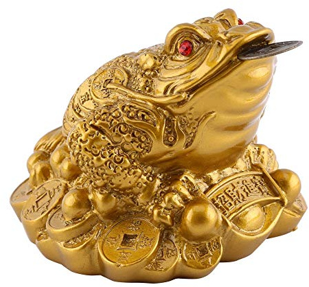Feng Shui Money Frog, Decoraciones de Lucky Money Toad, Ideal para Atraer Riqueza, Amuletos de Buena Suerte, Estatua de Money Toad, Sapo de Tres Patas con Moneda para Escritorio de(S 6*6*5mm-bronce)