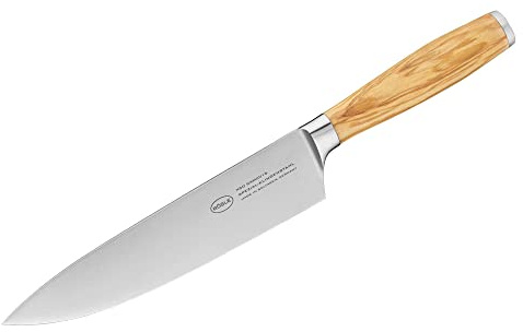 RÖSLE Artesano Coltello da chef di alta qualità, per tagliare ogni tipo di carne, pesce, pollame e verdura, realizzato a Solingen, in acciaio da coltelli e in legno d’ulivo