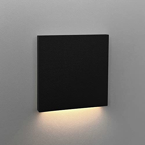 LEDFULL® Treppenbeleuchtung LED Tricolor 3in1 Verbesserte Version 230V Wandeinbauleuchte für Schalterdose - Stufenbeleuchtung für Innen in Schwarz Eckig Down
