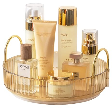 MOACC Make Up Kosmetik Organizer, 360° Drehbar Aufbewahrung, Schmink Organizers für Dresser Schminktisch Skincare Aufbewahrungssystem, 1 Schicht, Bernstein