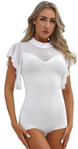 dPois Justaucorps Danse Femme Tenue Patinage Artistique Justaucorps Gymnastique Costume Spectacle Costume Danse Moderne Femme Jazz Body Ballet Latine S-3XL