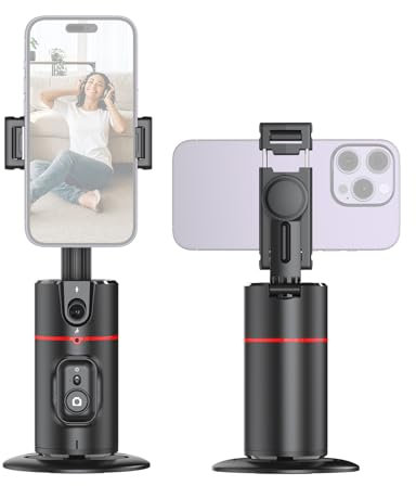 Smart Selfie Gimbal, soporte de teléfono giratorio 360°, compatible con seguimiento facial y corporal, control por gestos con clip de teléfono, tornillo de 1/4 pulgadas, batería de 1200 mAh, mando a