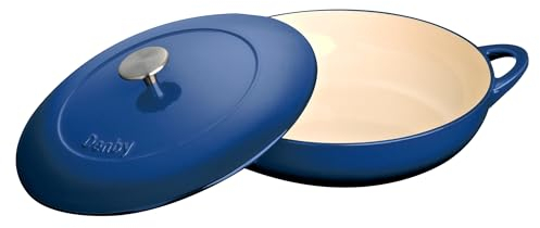 Denby - Cast Iron Casserole Dish with Lid - Cobalt Blue - 3.65L Capacity - Non-Stick - Ovenproof - Easy Grip Handles - For Braising, Stews, Roasting, Batch Cooking -30cm x 30cm x 13cm