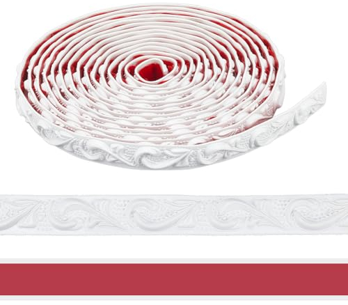 NBEADS Rivestimento per Modanatura, 500x1.95cm Autoadesiva 3D Linee Decorative Da Parete Adesivi per Bordi Modanatura Rivestimento Da Parete Carta Da Contatto In Grana PVC, Bianco