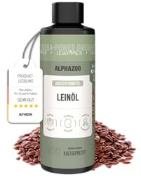 alphazoo Aceite de linaza premium para gatos, 100 ml, con ácidos grasos omega-3 y omega-6, prensado en frío, natural, puro, para el cuidado del pelo y la digestión