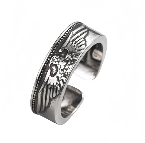 MongravaBowls German Mark Silver Coin Ring – Handmade Adjustable Silver Coin Ring (1935‑1939) Eagle Pattern Ring for Women & Men