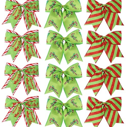 LXONTSG Rouge Vert Nœuds de Noël, 12 Pièces Noeud de Ruban de Noël, Nœuds Sapin, Grands Arcs de Couronnes, Ornement Arcs Rouge Vert, pour Christmas, Mariages, Anniversaire Décorations