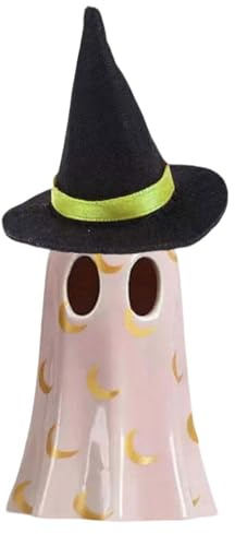 Figura de Fantasma de Halloween - Figura Decorativa de Halloween | Figura Fantasma de Resina iluminada con Sombrero de decoración para alféizar de Ventana, tocador, estantería, mesita de Noche