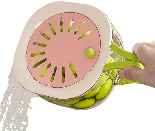 Cuenco de lavado de frutas | Herramienta de comedor multifuncional 2 en 1 con mango plegable - Coladores de alimentos | para el hogar, picnic, camping, refrigerador, aperitivos, comida, tomate, sandía