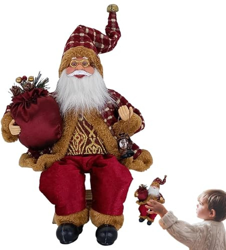 Figure di Babbo Natale seduto | Decorazioni di peluche Babbo Natale da 13,8 pollici - Figure da tavolo Decorazione per la casa