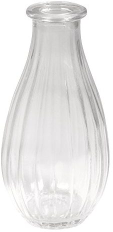 Rayher Vase en verre blanc, transparent, 1 pce., ø7cm, H.14cm, rainures verticales, décoration, fleurs-56812000