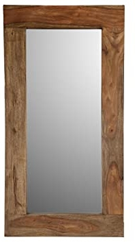 MASSIVMOEBEL24.DE | Nature Grey Wand-Spiegel im Massivholzrahmen - grau, geölt Sheesham-Holz 115x3x60 hochwertig Badspiegel Kommodenspiegel Flurspiegel