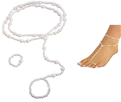 MauSong Pearl Barefoot Sandal Foot Jewelry Anklet Bracelet Ankle Chain, 1 Pieces
