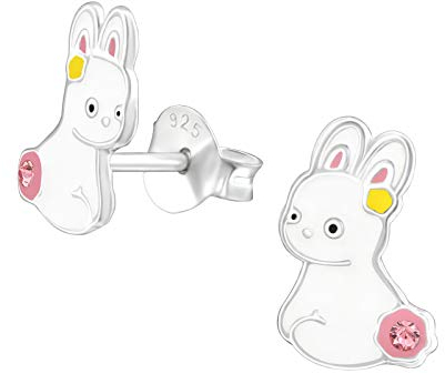 Monkimau Mädchen Ohrringe Hase Kaninchen Ohrstecker aus 925 Sterling Silver echt Silber mit 2 Kristallen