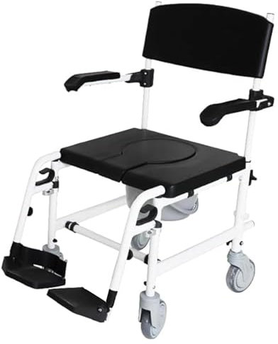 GOVITA - Sedia Doccia Disabili con Ruote, Comoda WC per Anziani, Multifunzione con Freni Potenziati Sedia per Doccia Anziani con Ruote Comoda Wc per Anziani Multifunzione