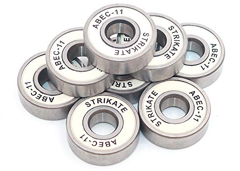 POFET Lot de 8 roulements à billes 608 ZZ pour skateboard Longboard Roller Skate 608, double blindage, argent