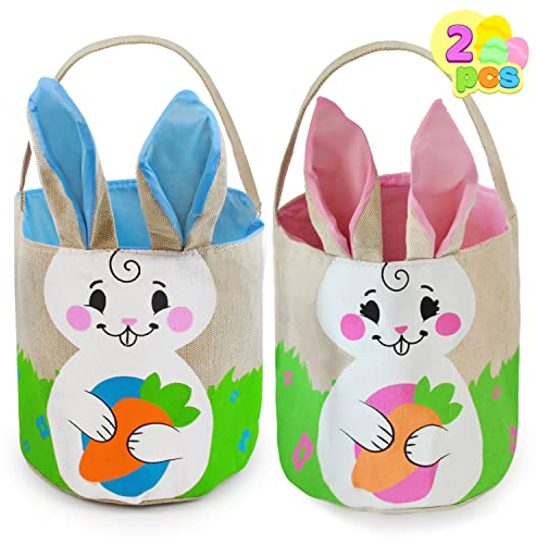 JOYIN 2 Stück Osterkorb, Osterhasenkorb-Set für die Ostereiersuche, Ostersack Taschen, Geschenkkörbe für Kinder, Bevorzugung für Kinder auf Osterparty