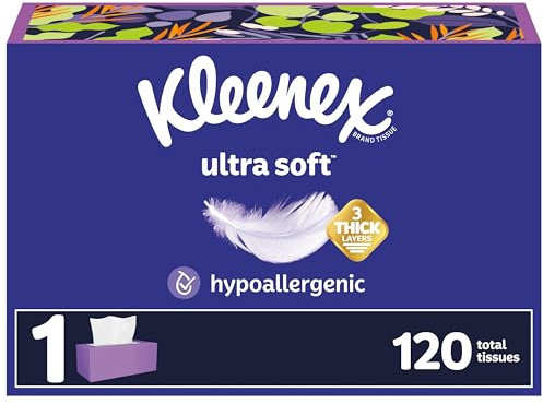Kleenex Ultraweich, 24 flache Boxen, weiches Gesichtstuch, 120 Taschentücher pro Box, 3-lagig