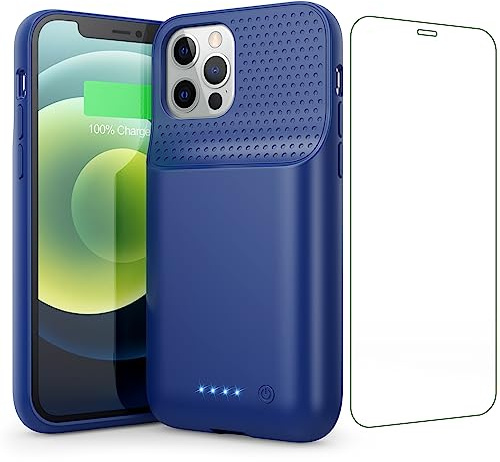 Feob Funda batería para iPhone 12/12 Pro, [10080mah] Caja de Carga portátil Protectora para iPhone 12/12 Pro-Azul