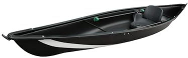 Kaitts Kanu offener Einer Kajak Kanu ideales Angelkajak kippstabil und leicht, Farbe:Schwarz. Weiße Streifen