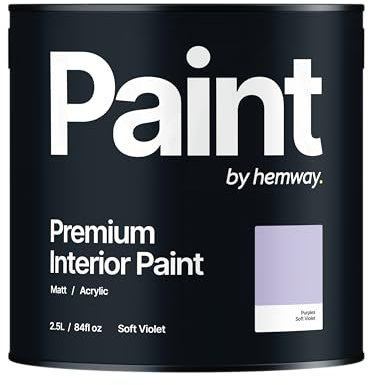 Hemway - Premium Interior Paint - Soft Violet Purple 2.5 L | Indoor Matt Finish, Acrylic & Water-Based Emulsion | Quick Dry & High Coverage for the Kitchen, Bathroom & Bedroom