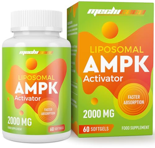 Capsules Liposomales Activateur AMPK 2000 mg, Formule 6-en-1 avec Berbérine HCL, Quercétine Dihydratée et Resvératrol, pour un Soutien Antioxydant, Sans Soja, Sans Gluten
