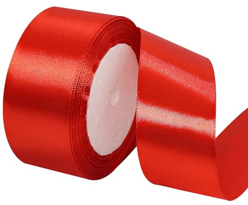 TNSLAND 2 rullar rött satinband 40 mm band presentband brett, 22 m rött band presentband rött band, band brett för presentförpackningar, blomster, sömnad, bröllop, helgdagar