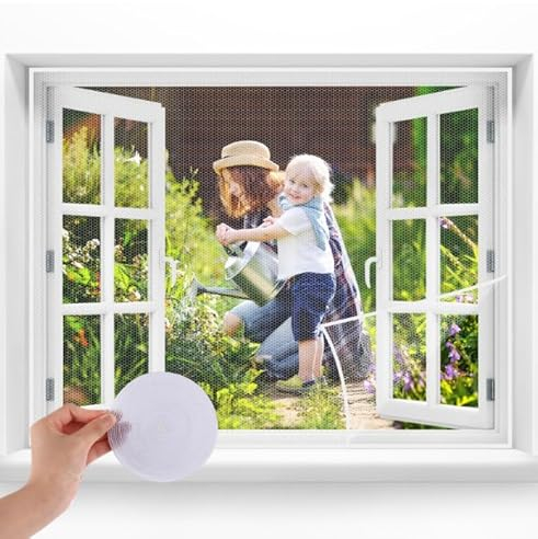 TNOMSNO Moustiquaire Fenetre, 150x200cm Moustiquaire pour fenêtre, Moustiquaire Transparente Universelle pour Fenêtre, Découpable, Moustiquaire Fenetre pour Les Fenêtres Contre Les Moustiques