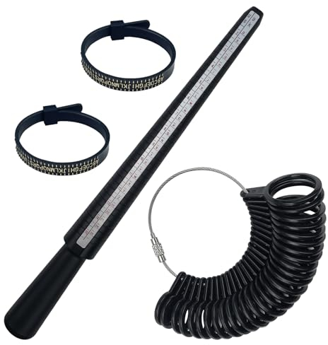 Baxcdyswe Medidor de Anillos, 4 Piezas Dedo Ring Sizer para Medir Tamaño Dedos, Medida la Joyería Conjunto de Herramientas de Joyería con 3 Escalas de Medición (Reino Unido, EE.UU, UE)