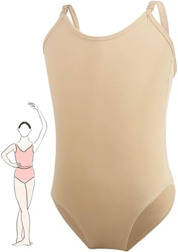 Holimaid Ballet Leotards for Girls Lightweight Breathable Adjustable Strap Comfortable Fitting Quick Dry Durable Dance Undergarment Nude Costume for Gymnastics and Dance Activities (NUDE, 5-8 Years)