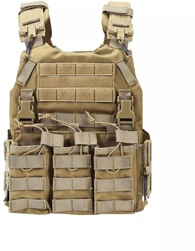 SINAIRSOFT Taktisk snabbfrigörande väst, justerbar lätt Airsoft MOLLE väst för utomhusaktiviteter träning, Coyote brun, one size